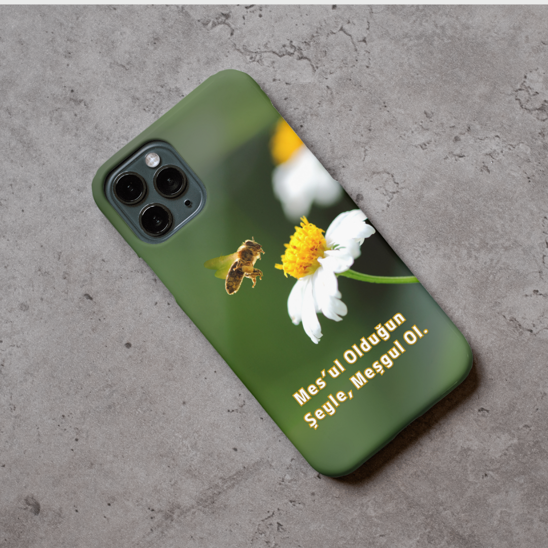 Arı Çiçekli Hikmet Temalı Telefon Kılıfı